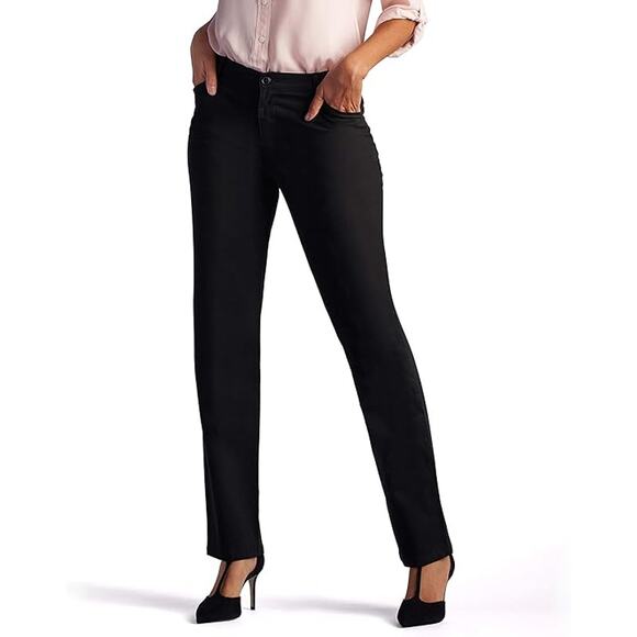 New Lee Women's Black Relaxed Fit All Day Straight Leg Pant Size 6 - Picture 1 of 1
